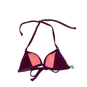 NWT! PINK Victoria’s Secret Swim Top Bikini, velvet push-up bra halter , Small